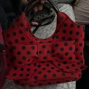 Kate Spade Red and Black Mini Bag with Bow Detail